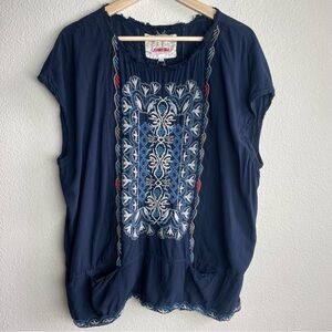 Johnny Was Biya Embroidered Pocket Blouse XL